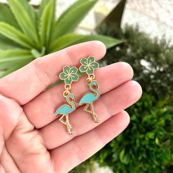 Floral Flamingo Earrings - Picture 5 of 7